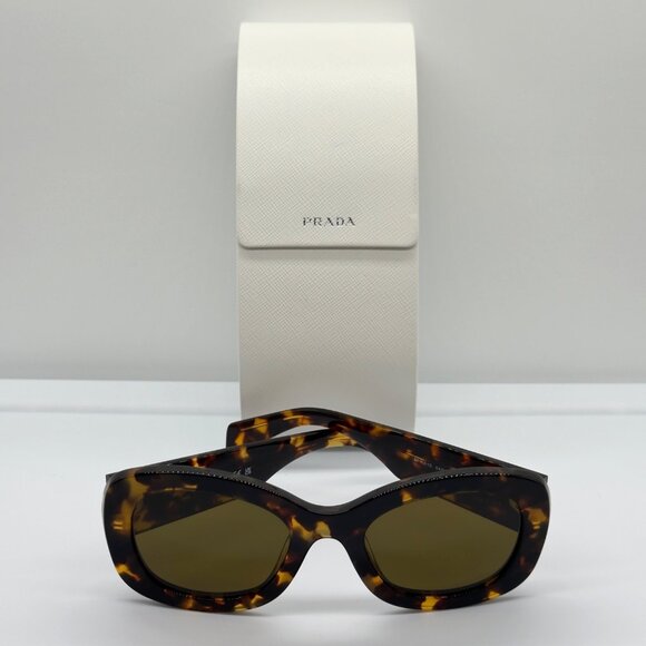 Prada Sunglasses SPR A1 3RD VAU-01T Honey Brown Tortoise Chunky Oval ** READ** - Picture 1 of 13